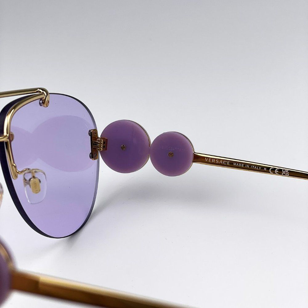 VersaceāVE2250 14871A Sunglasses Gold Light Violet Pilot Women - Picture 10 of 13